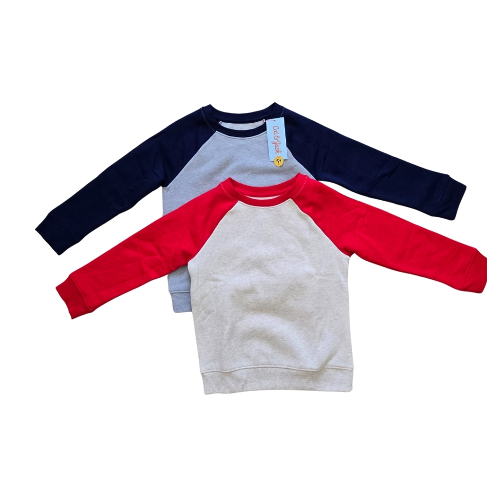 NWT Cat & Jack Red and Blue Raglan Sweatshirts Bundle (4t)